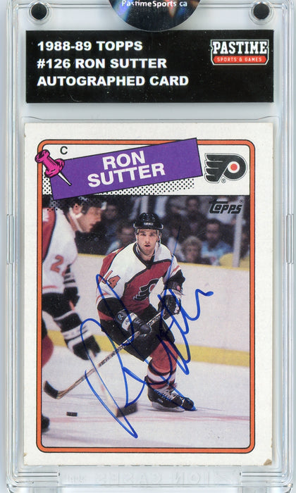 Ron Sutter #126 1988/89 Topps Hockey Autographed Card Encased in Magpro - Pastime Sports & Games