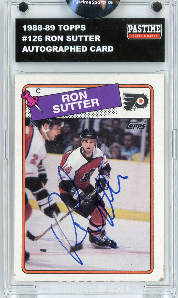 Ron Sutter #126 1988/89 Topps Hockey Autographed Card Encased in Magpro - Pastime Sports & Games