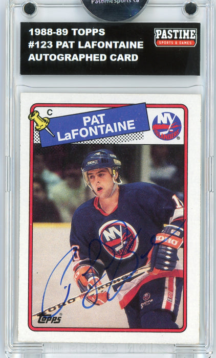 Pat LaFontaine #123 1988/89 Topps Hockey Autographed Card Encased in Magpro - Pastime Sports & Games