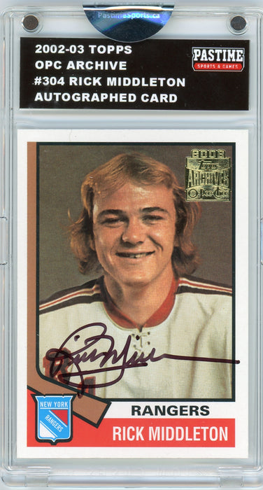 Rick Middleton #304 2002/03 Topps O-Pee-Chee Archive Hockey Autographed Card Encased in Magpro - Pastime Sports & Games
