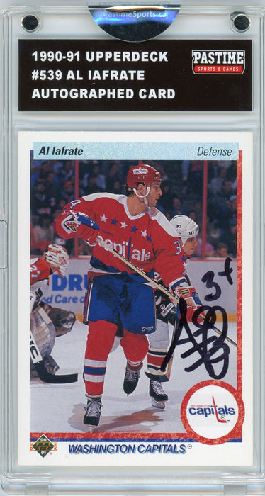 Al Iafrate #539 1990/91 Upper Deck Hockey Autographed Card Encased in Magpro - Pastime Sports & Games