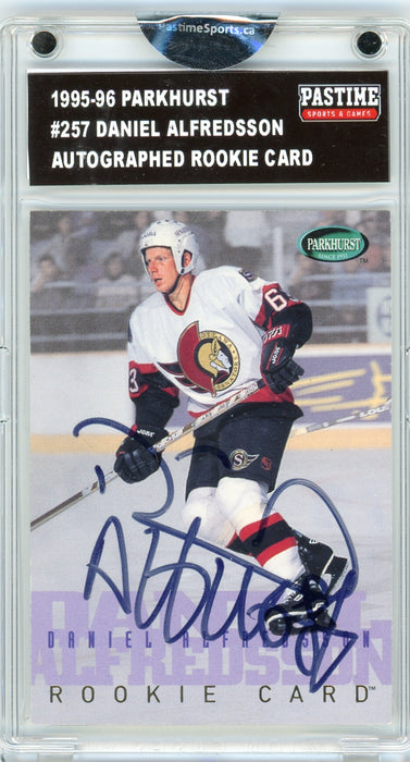 Daniel Alfredsson #257 1995/96 Parkhurst Hockey Autographed Rookie Card Encased in Magpro - Pastime Sports & Games