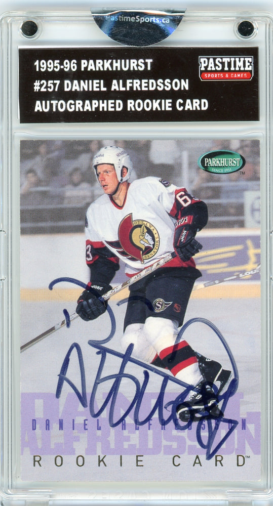 Daniel Alfredsson #257 1995/96 Parkhurst Hockey Autographed Rookie Card Encased in Magpro - Pastime Sports & Games