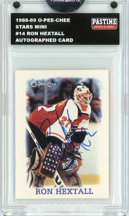 Ron Hextall #14 1988/89 O-Pee-Chee Stars Mini Hockey Autographed Card Encased in Magpro - Pastime Sports & Games