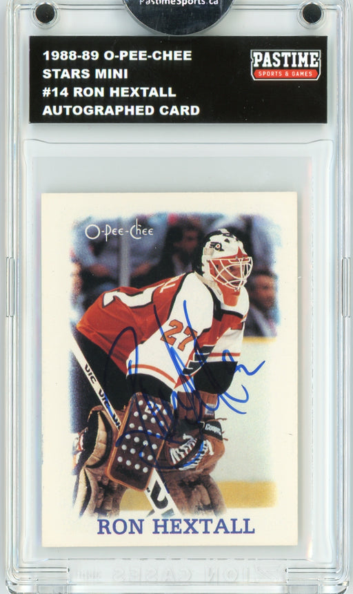 Ron Hextall #14 1988/89 O-Pee-Chee Stars Mini Hockey Autographed Card Encased in Magpro - Pastime Sports & Games