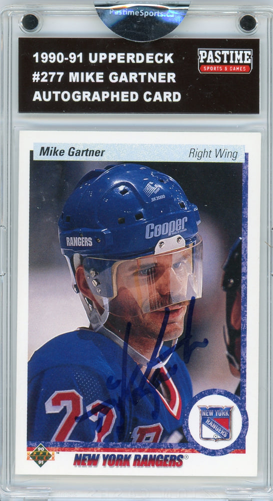 Mike Gartner #277 1990/91 Upper Deck Hockey Autographed Card Encased in Magpro - Pastime Sports & Games