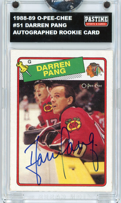 Darren Pang #51 1988/89 O-Pee-Chee Hockey Autographed Card Encased in Magpro - Pastime Sports & Games