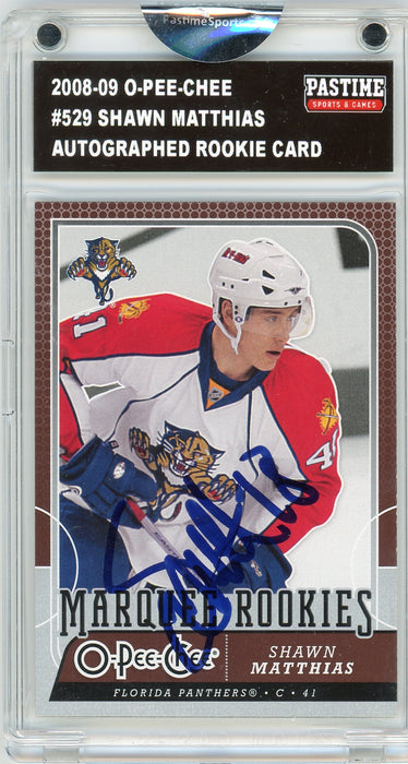 Shawn Matthias #529 2008/09 O-Pee-Chee Hockey Autographed Card Encased in Magpro - Pastime Sports & Games