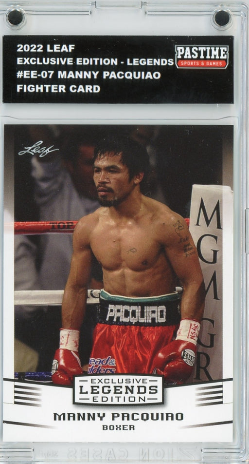 #EE-07 Manny Pacquiao 2022 Leaf Soccer Player Card Encased in Magpro - Pastime Sports & Games