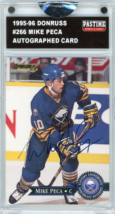 Mike Peca #266 1995/96 Donruss Hockey Autographed Card Encased in Magpro - Pastime Sports & Games
