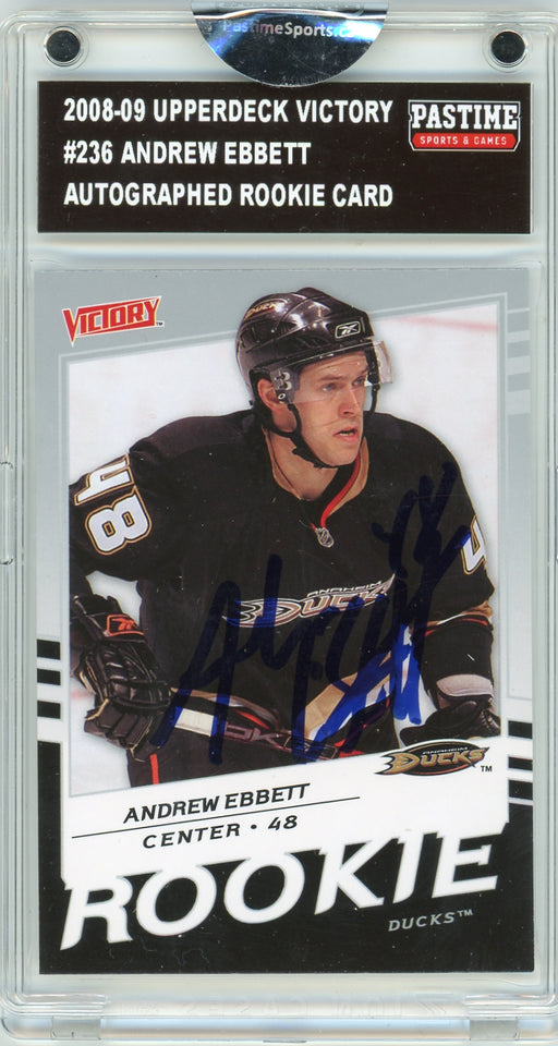 Andrew Ebbett #236 2008/09 Upper Deck Victory Hockey Autographed Card Encased in Magpro - Pastime Sports & Games