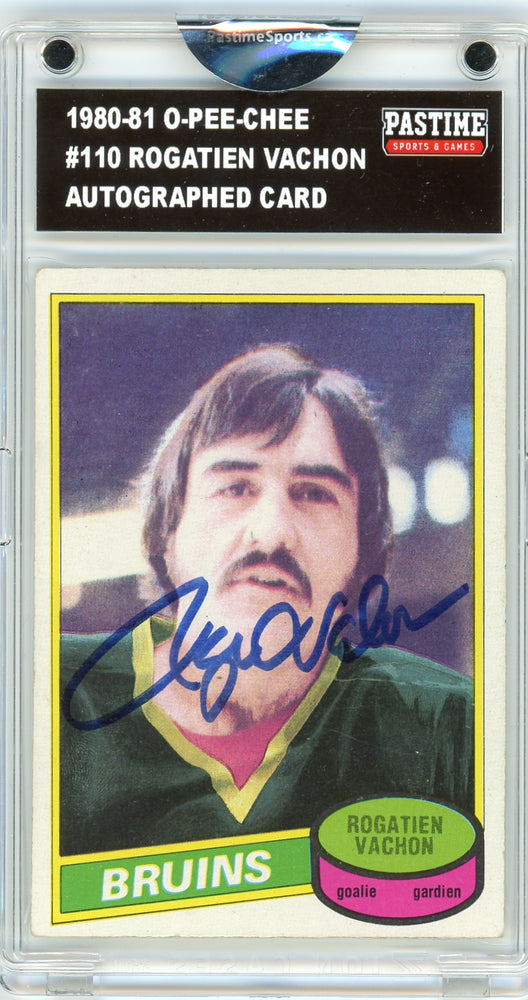 Rogatien Vachon #110 1980/81 O-Pee-Chee Hockey Autographed Card Encased in Magpro - Pastime Sports & Games