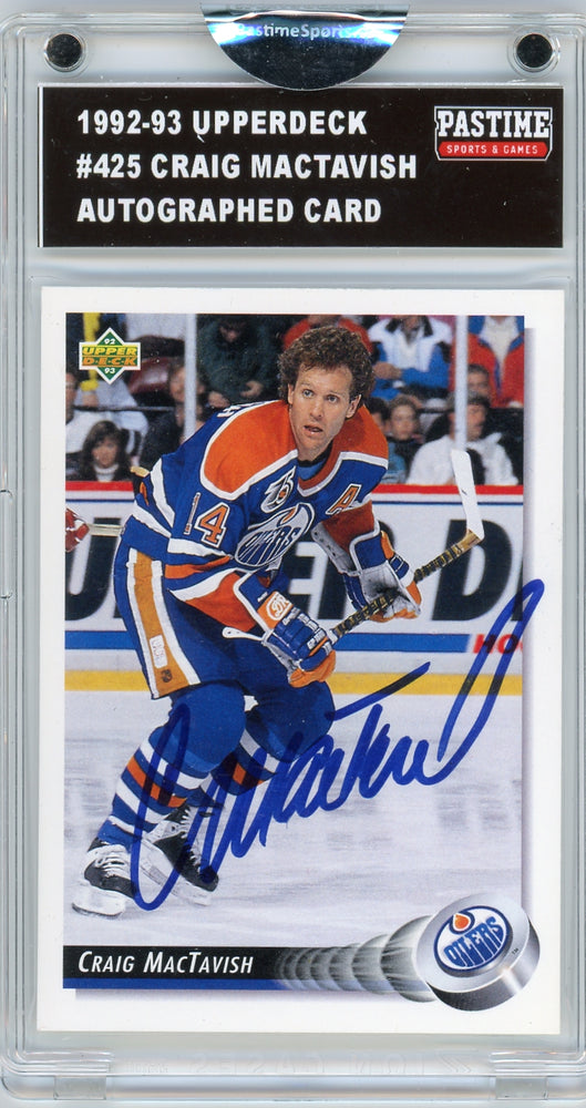 Craig Mactavish #425 1992/93 O-Pee-Chee Hockey Autographed Card Encased in Magpro - Pastime Sports & Games
