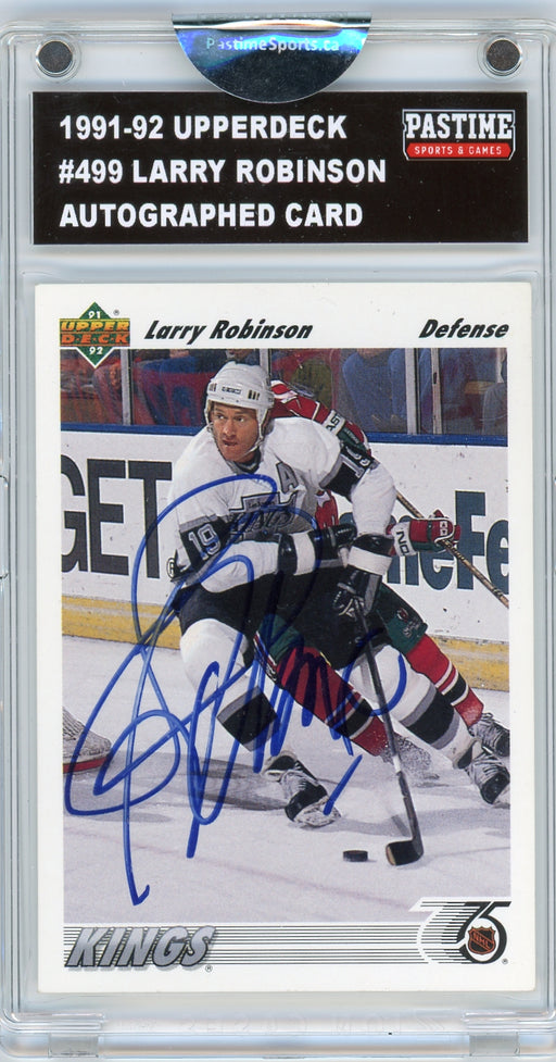 Larry Robinson #499 1991/92 O-Pee-Chee Hockey Autographed Card Encased in Magpro