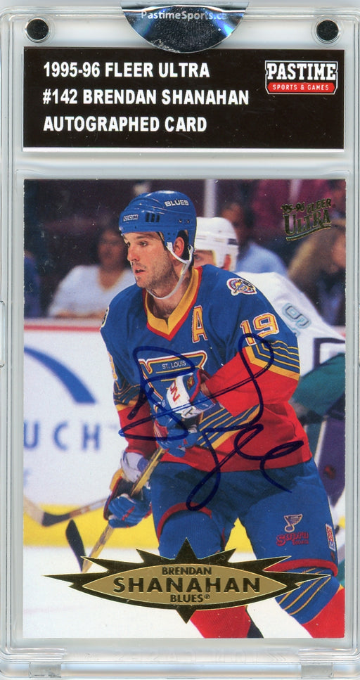 Brendan Shanahan #142 1995/96 Fleer Ultra Hockey Autographed Card Encased in Magpro - Pastime Sports & Games