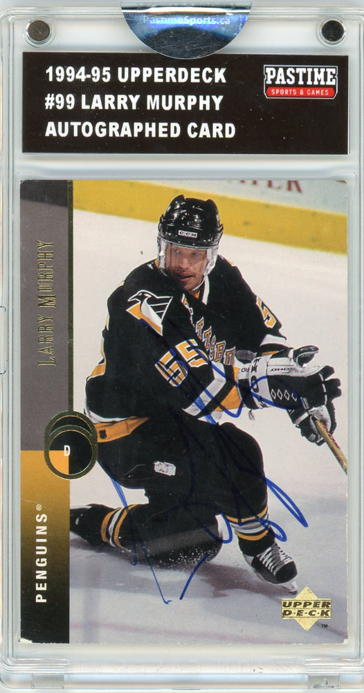 Larry Murphy #99 1994/95 Upper Deck Hockey Autographed Card Encased in Magpro - Pastime Sports & Games