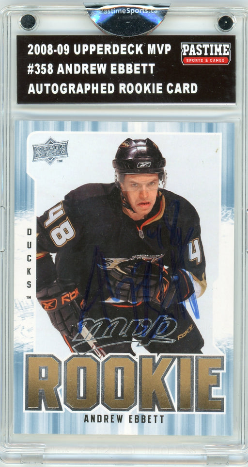 Andrew Ebbett #358 2008/09 Upper Deck MVP Hockey Autographed Card Encased in Magpro - Pastime Sports & Games
