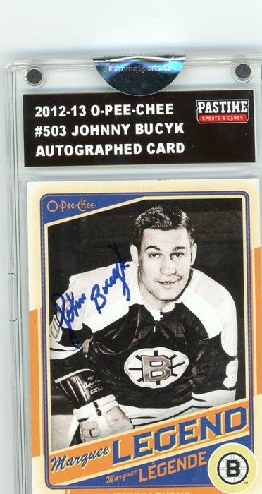 Johnny Bucyk #503 2012/13 O-Pee-Chee Hockey Autographed Card Encased in Magpro - Pastime Sports & Games