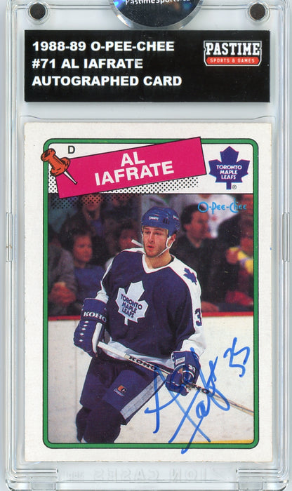 Al Iafrate #71 1988/89 O-Pee-Chee Hockey Autographed Card Encased in Magpro - Pastime Sports & Games