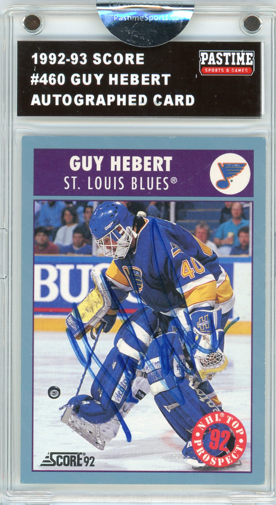 Guy Hebert #460 1992/93 Score Hockey Autographed Card Encased in Magpro - Pastime Sports & Games