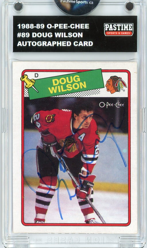 Doug Wilson #89 1988/89 O-Pee-Chee Hockey Autographed Card Encased in Magpro - Pastime Sports & Games