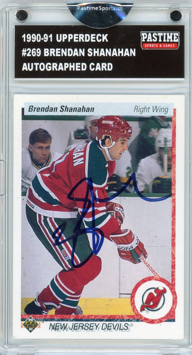 Brendan Shanahan #269 1990/91 Upper Deck Hockey Autographed Card Encased in Magpro - Pastime Sports & Games