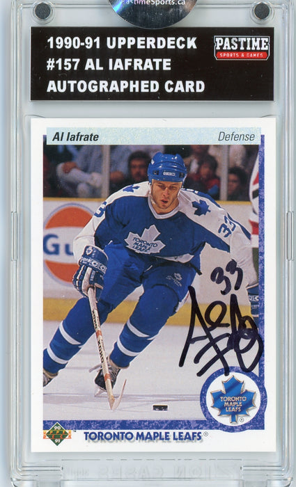 Al Iafrate #157 1990/91 Upper Deck Hockey Autographed Card Encased in Magpro - Pastime Sports & Games