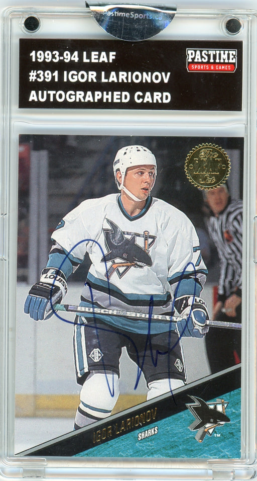 Igor Larionov #391 1993/94 Leaf Hockey Autographed Card Encased in Magpro - Pastime Sports & Games