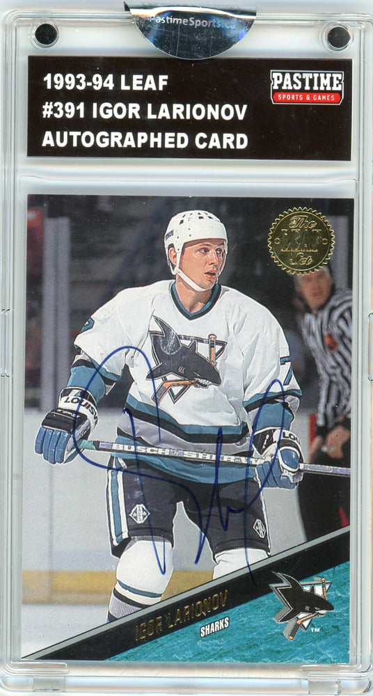Igor Larionov #391 1993/94 Leaf Hockey Autographed Card Encased in Magpro - Pastime Sports & Games