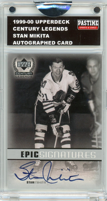 Stan Mikita 1999/00 Upper Deck Century Legends Hockey Autographed Card Encased in Magpro - Pastime Sports & Games