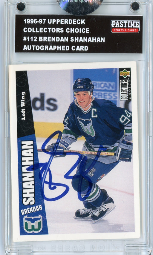 Brendan Shanahan #112 1996/97 Upper Deck Collectors Choice Hockey Autographed Card Encased in Magpro - Pastime Sports & Games