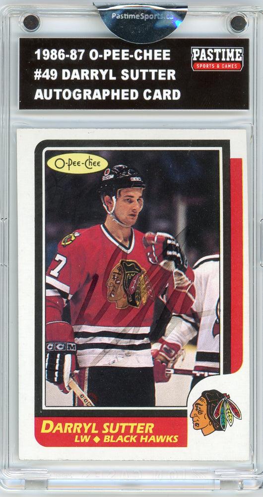 Darryl Sutter #49 1986/87 O-Pee-Chee Hockey Autographed Card Encased in Magpro - Pastime Sports & Games