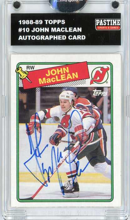 John Maclean #10 1988/89 Topps Hockey Autographed Card Encased in Magpro - Pastime Sports & Games