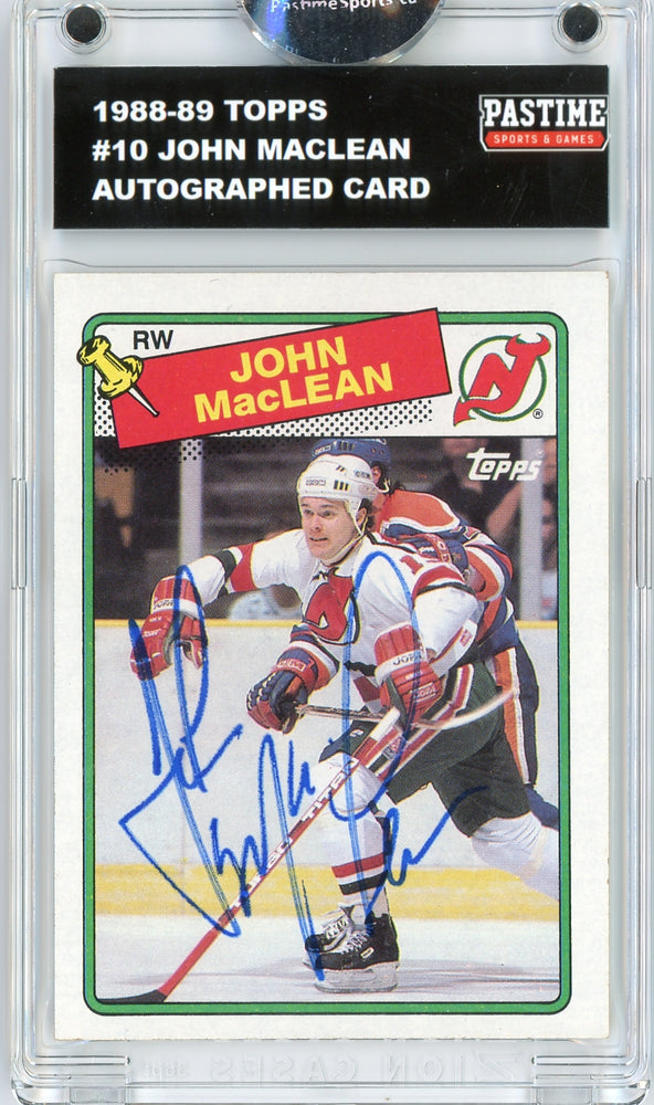 John Maclean #10 1988/89 Topps Hockey Autographed Card Encased in Magpro - Pastime Sports & Games