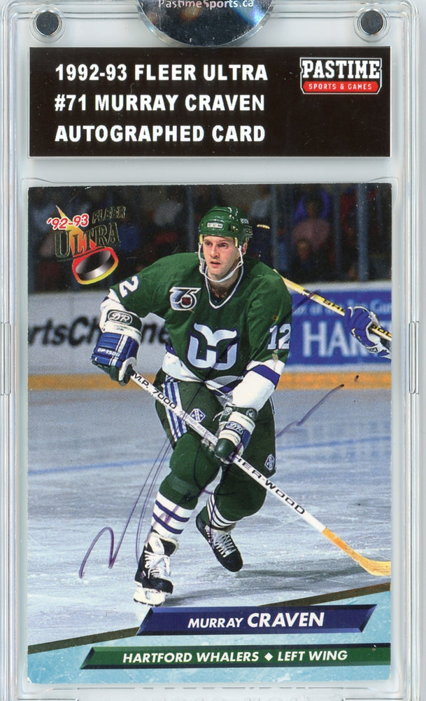 Murray Craven #71 1992/93 Fleer Ultra Hockey Autographed Card Encased in Magpro - Pastime Sports & Games