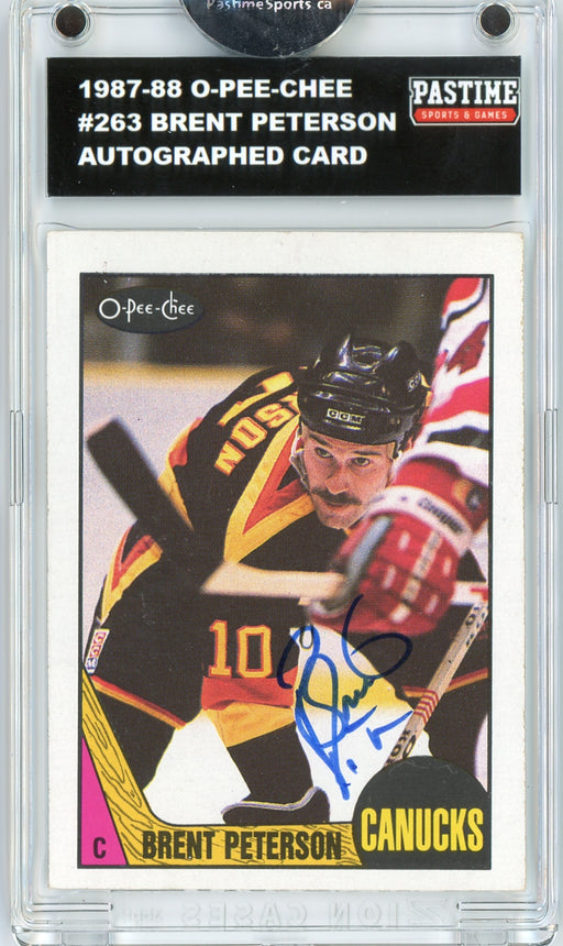 Brent Peterson #263 1987/88 O-Pee-Chee Hockey Autographed Card Encased in Magpro - Pastime Sports & Games