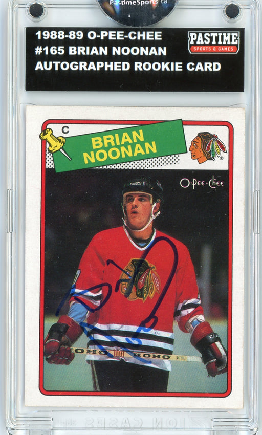 Brian Noonan #165 1988/89 O-Pee-Chee Hockey Autographed Card Encased in Magpro - Pastime Sports & Games