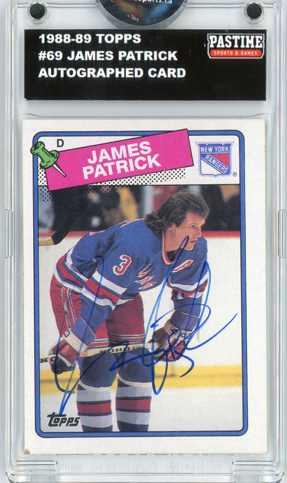 James Patrick #69 1988/89 Topps Hockey Autographed Card Encased in Magpro - Pastime Sports & Games