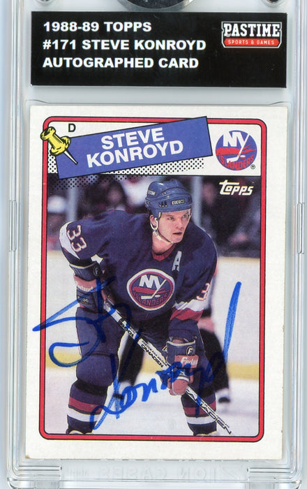Steve Konroyd #171 1988/89 Topps Hockey Autographed Card Encased in Magpro - Pastime Sports & Games