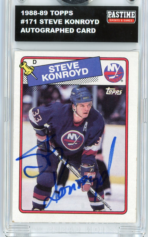 Steve Konroyd #171 1988/89 Topps Hockey Autographed Card Encased in Magpro - Pastime Sports & Games