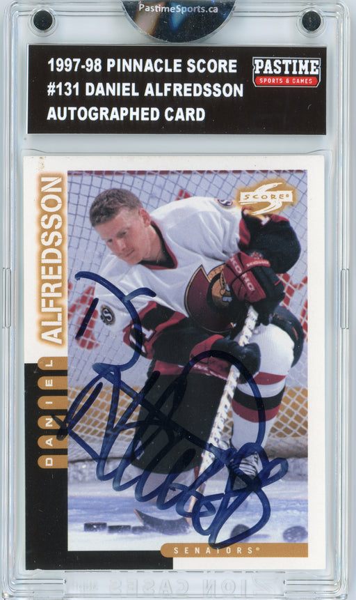 Daniel Alfredsson #131 1997/98 Pinnacle Score Hockey Autographed Card Encased in Magpro - Pastime Sports & Games