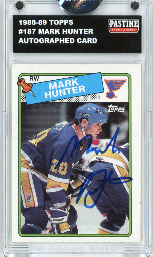 Mark Hunter #187 1988/89 Topps Hockey Autographed Card Encased in Magpro - Pastime Sports & Games