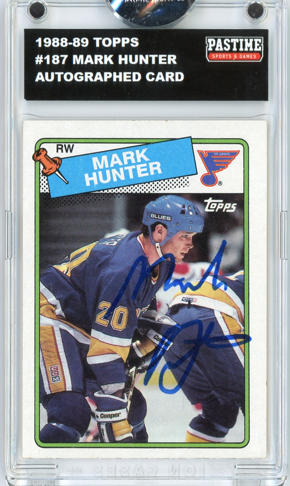 Mark Hunter #187 1988/89 Topps Hockey Autographed Card Encased in Magpro - Pastime Sports & Games