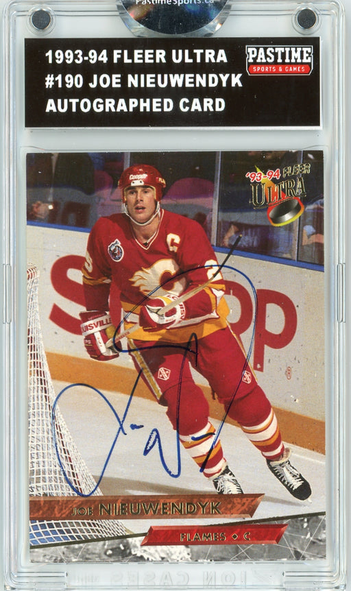 Joe Nieuwendyk #190 1993/94 Fleer Ultra Autographed Card Encased in Magpro - Pastime Sports & Games