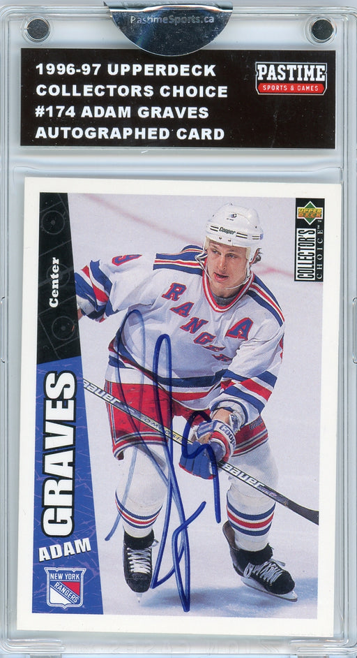 Adam Graves #174 1996/97 Upper Deck Collector's Choice Autographed Card Encased in Magpro - Pastime Sports & Games