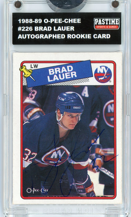Brad Lauer #226 1988/89 O-Pee-Chee Hockey Autographed Card Encased in Magpro - Pastime Sports & Games