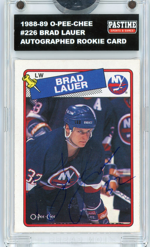 Brad Lauer #226 1988/89 O-Pee-Chee Hockey Autographed Card Encased in Magpro - Pastime Sports & Games