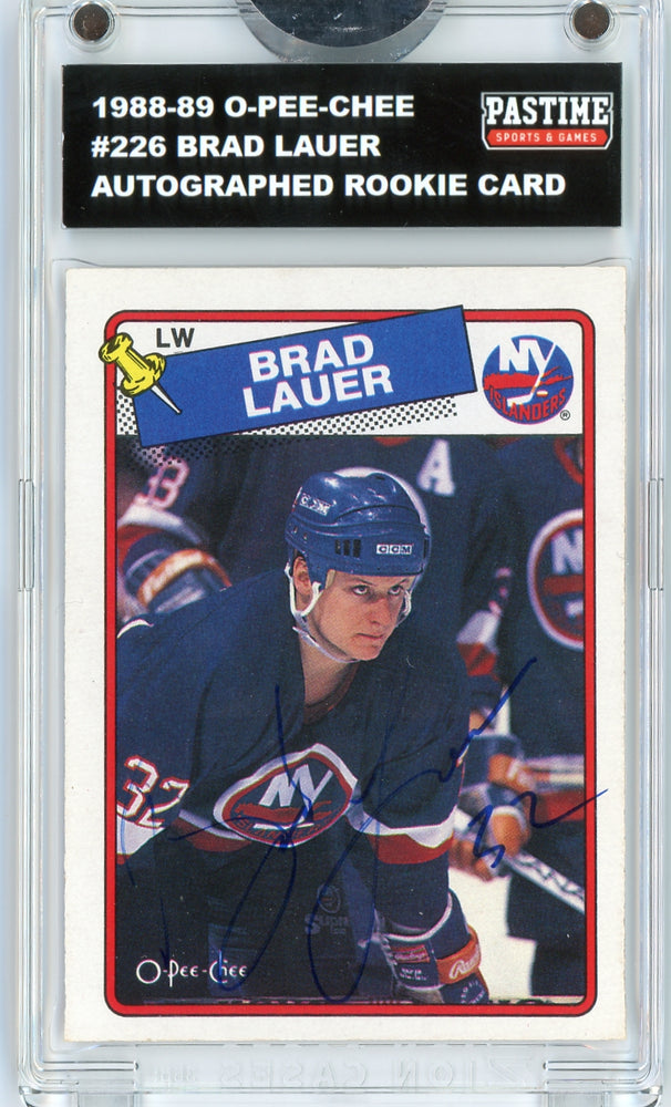 Brad Lauer #226 1988/89 O-Pee-Chee Hockey Autographed Card Encased in Magpro - Pastime Sports & Games