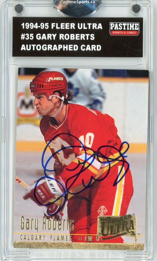 Gary Roberts #35 1994/95 Fleer Ultra Autographed Card Encased in Magpro - Pastime Sports & Games