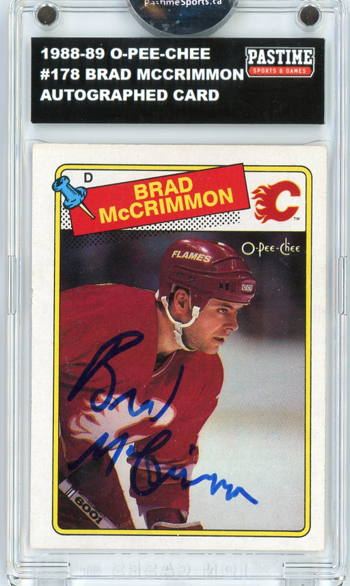 Brad McCrimmon #178 1988/89 O-Pee-Chee Hockey Autographed Card Encased in Magpro - Pastime Sports & Games